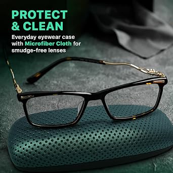 Hard Shell Glasses Case Medium Premium Dotted Eyeglass Case with Microfiber Cloth Protective Case for Glasses