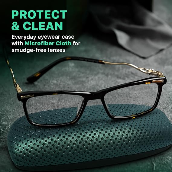 Hard Shell Glasses Case Medium Premium Dotted Eyeglass Case with Microfiber Cloth Protective Case for Glasses