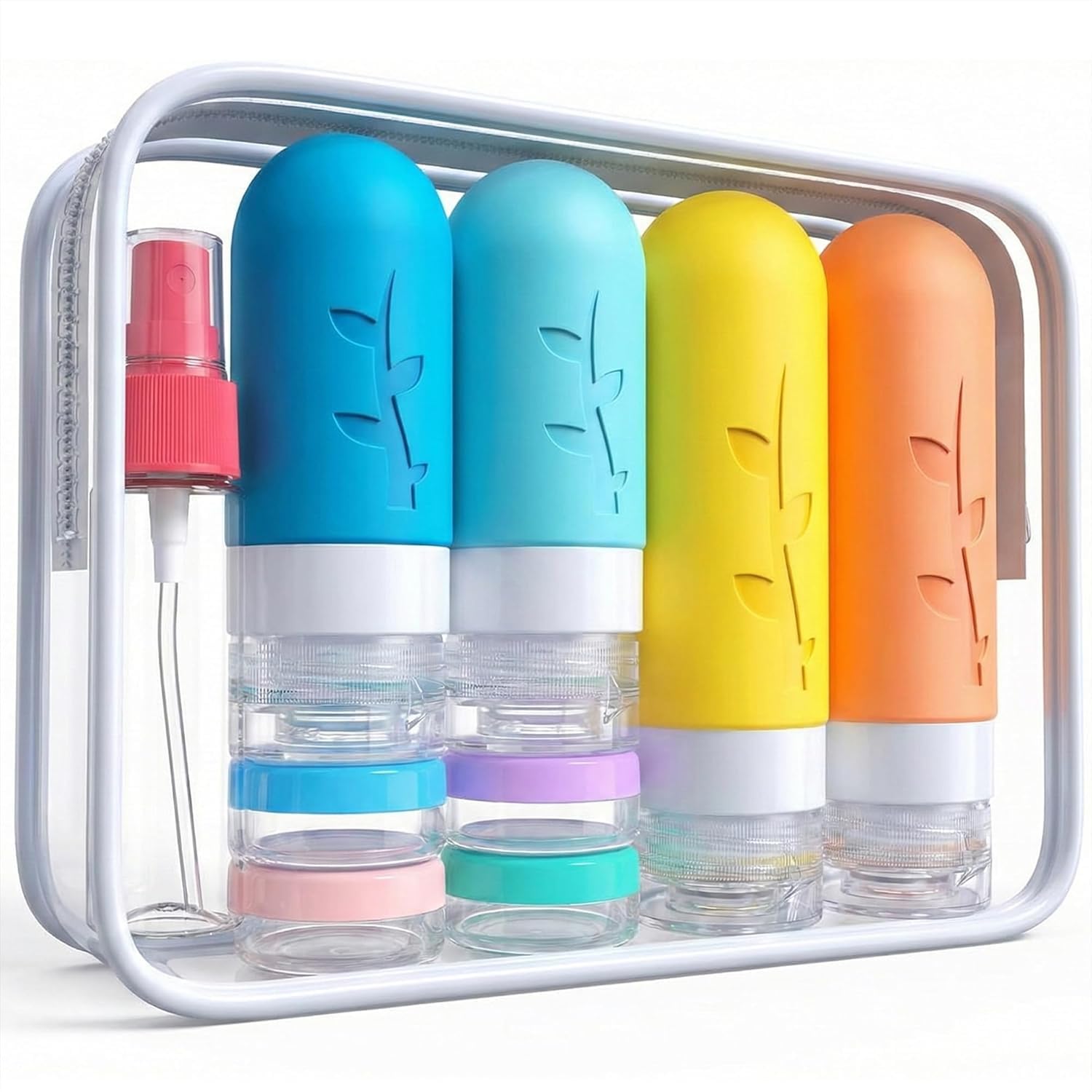 16 Pack Travel Bottles Set - TSA Approved Leak Proof Silicone Squeezable Containers for Toiletries, Conditioner, Shampoo, Lotion & Body Wash - 60ml Capacity - White-image-9