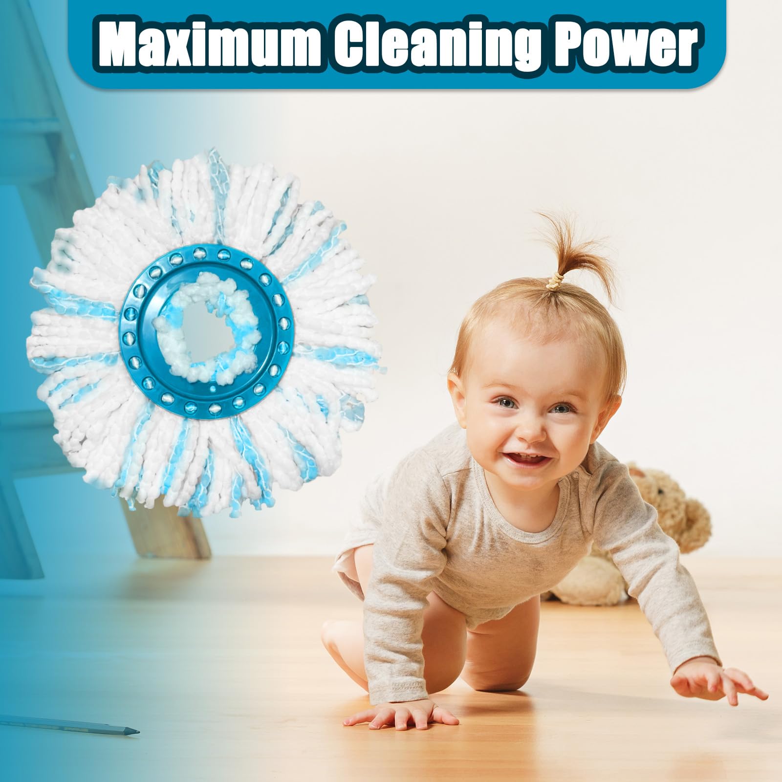 WinGluge 2 Piezas Cabezas de Fregona de Repuesto Compatible con Leifheit Clean Twist Disc Mop, Cabezal de Recambio para Mopa to Fregona Microfibra Buena Absorbencia, para Limpia tu Piso
