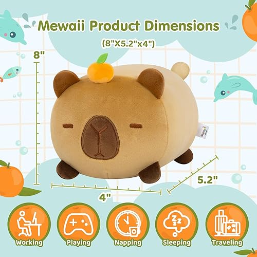 Miniatura 2 de Bonita almohada de felpa Capybara, peluche Kawaii de Capybara, lindo peluche de animales, regalos suaves y esponjosos para niños y niñas (8 pulgadas)