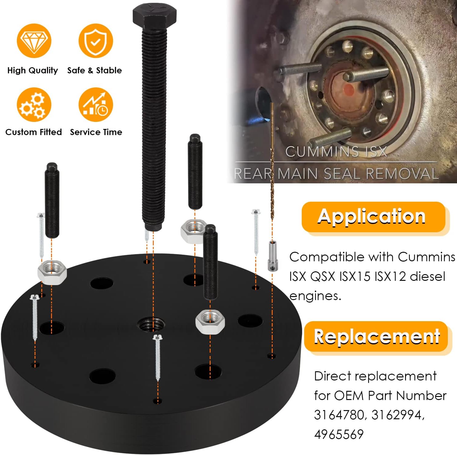 3162992 Crankshaft Front Seal Remover/Installer Tool Kit for Cummins Signature ISX QSX & 3164780 Crankshaft Rear Main Seal and Wear Sleeve Remover/Installer Tool Kit for Cummins ISX QSX ISX15 ISX12