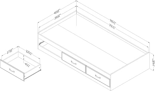 Miniatura 33 de South Shore Ulysses Twin Mates Cama Otoño Roble Fall Oak,Azul (Arándano),Roble de invierno.