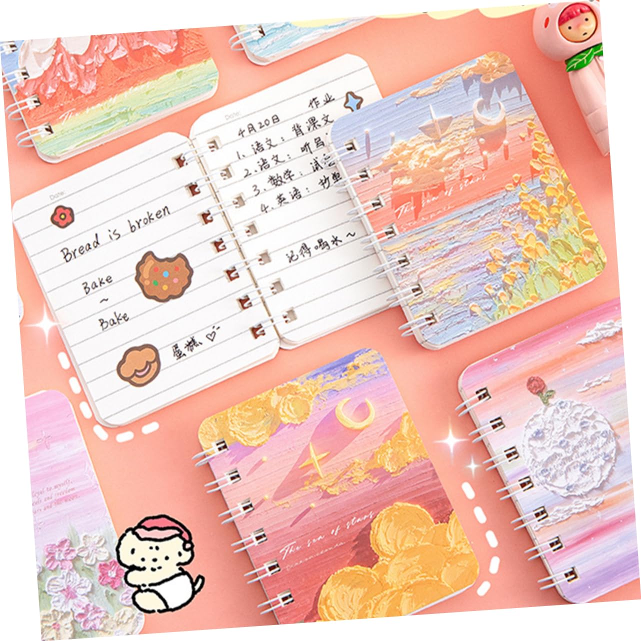 DOITOOL 4 Piezas Cuadernos de Notas Espirales de Aleatorio para Estudiantes Cuadernos Notas Práctico para Escritura y Memorización