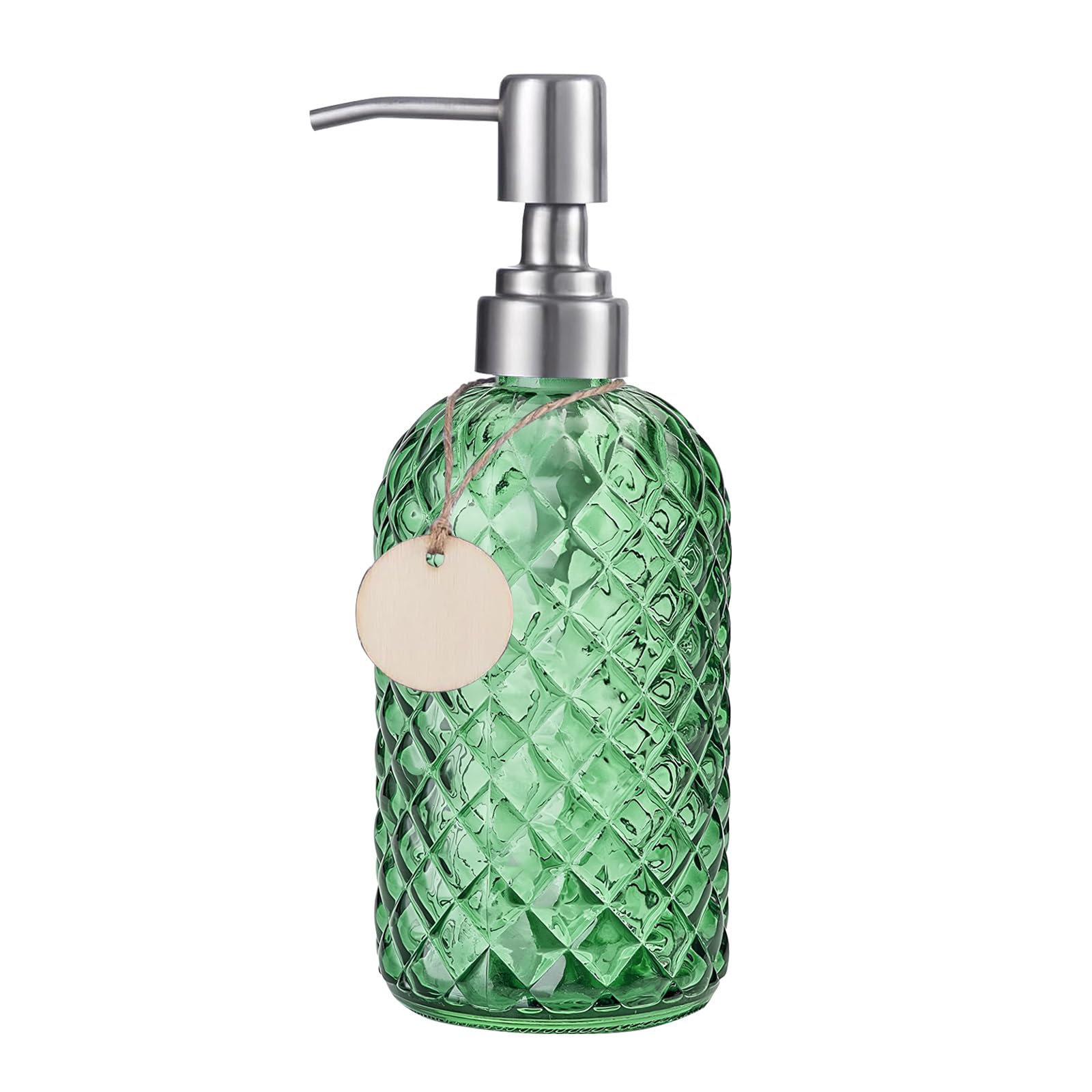 Topsky Glass Soap Dispenser with Siliver Metal Pump, 400ml Liquid Hand Soap Dispenser, Rustproof Pump for Kitchen & Bathroom
