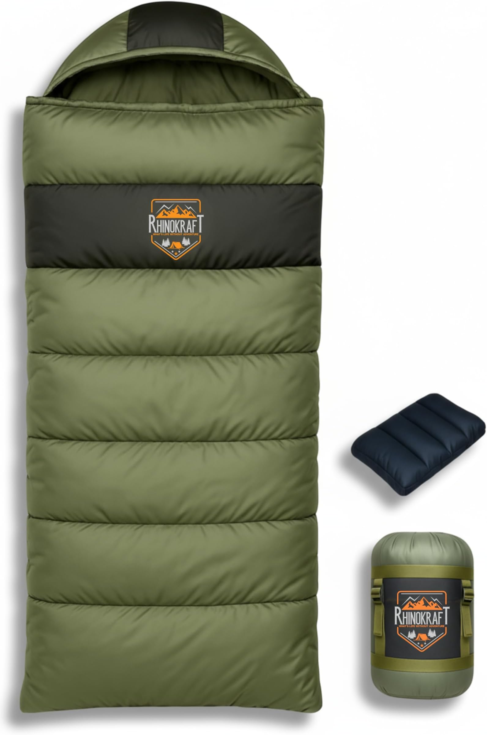 - Rectangular Sleeping Bag with Pillow | Lightweight, Waterproof, Compact for Camping, Trekking, Travel | Comfort Temp 0°C to 18°C | Includes Carry Bag
