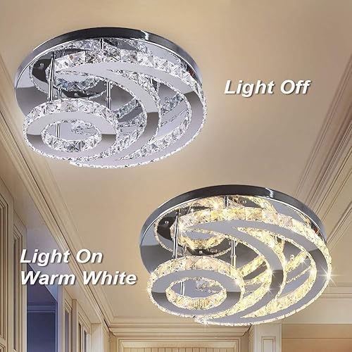 Miniatura 7 de CXGLEAMING Lámpara LED moderna de cristal de 11.8 pulgadas, lámpara de techo empotrada, 4 pétalosbola de lluvia, lámpara cuadrada para dormitorio,