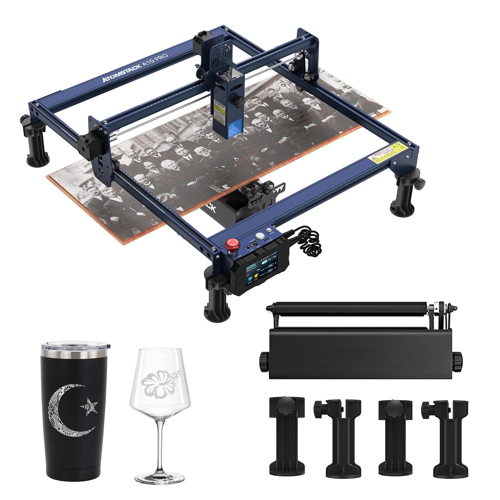 ATOMSTACK A10 Pro 50W Macchina per Incisione Laser con Rullo Rotante R3 Pro, Incisore Laser da 10W con Taglio Laser a Fuoco 0.08mm² per Compensato, Acrilico, Carta e Pelle