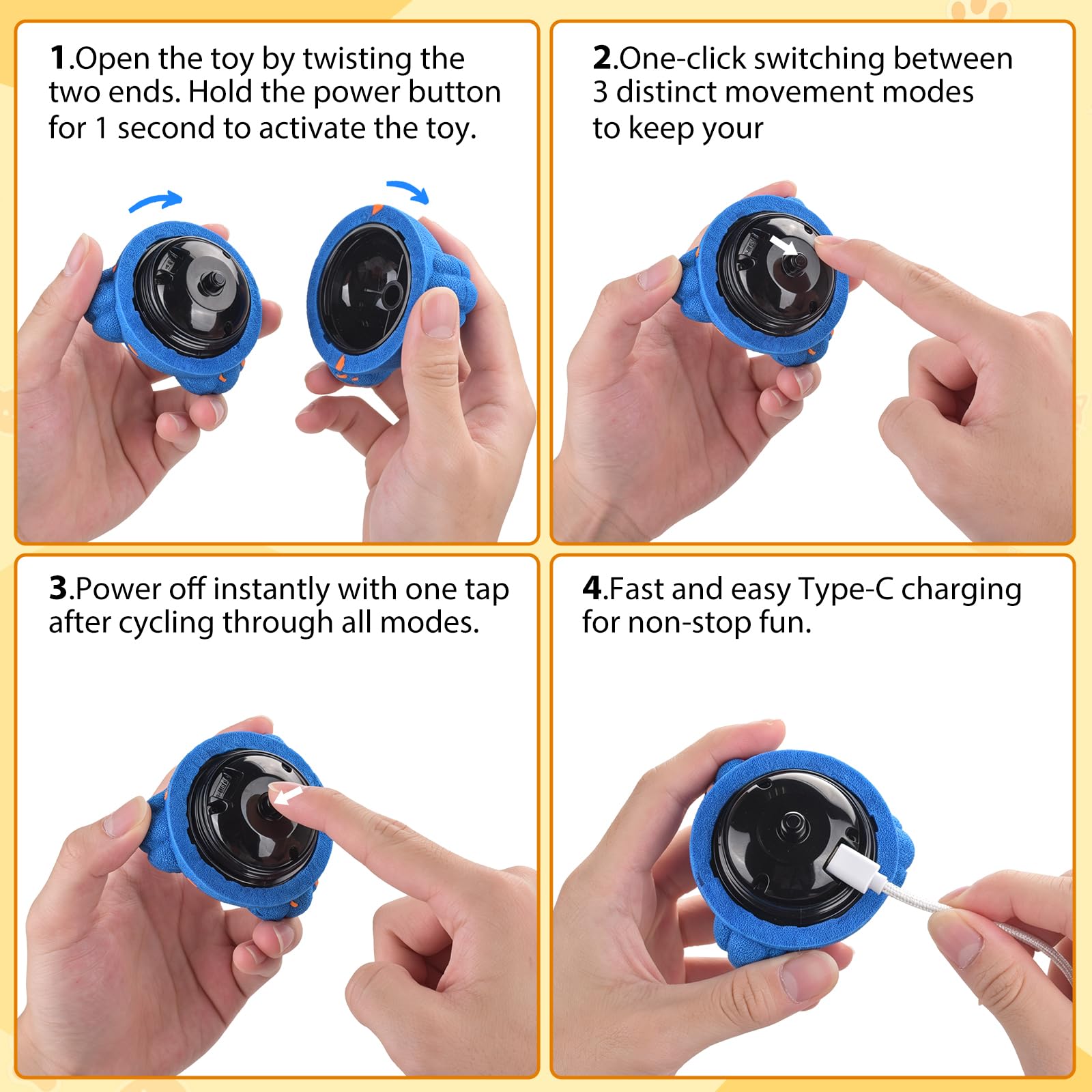 Balle intelligente interactive pour chien – rebondissement et roulement automatiques, 3 modes interactifs, matériau E-TPU résistant à la mastication, étanche, balle Chase Pet pour chiens de