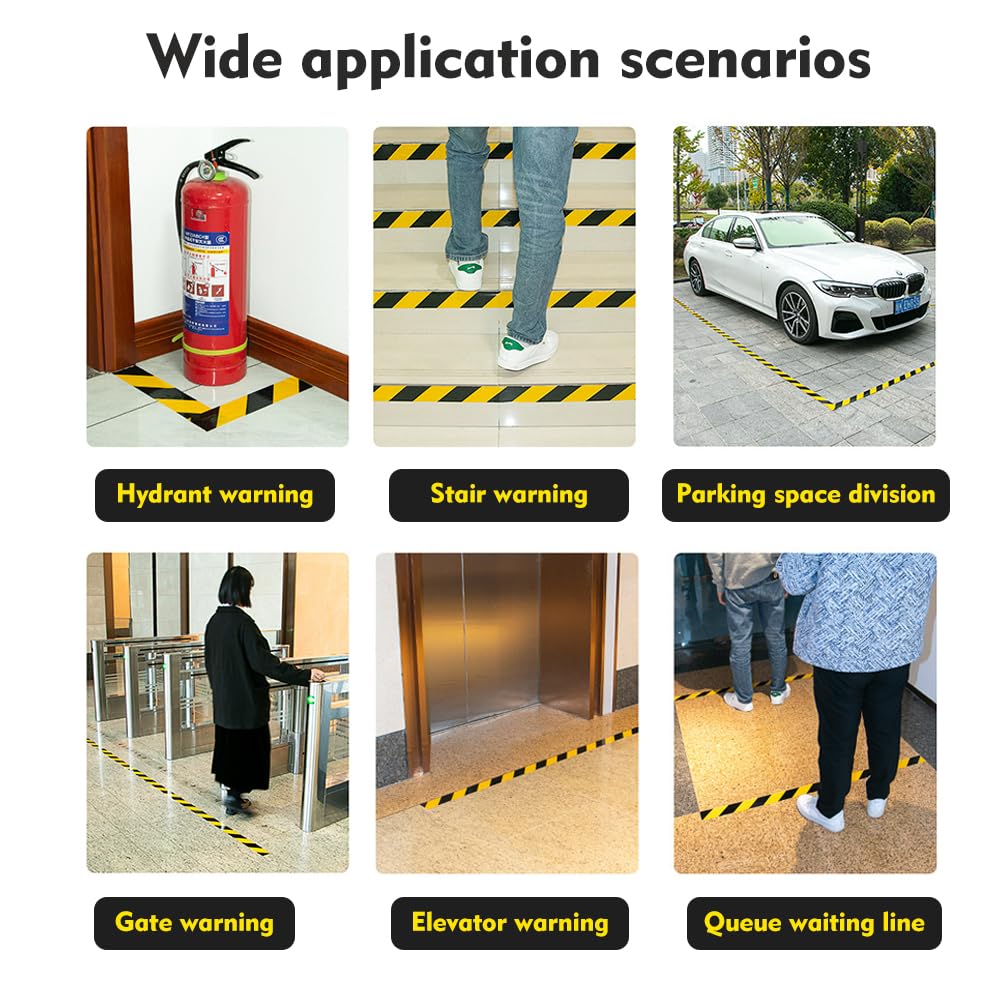 Hahhhha Hazard Tape,33m Waterproof Hazard Warning Tape,Black and Yellow Warning Tape,Dangerous Areas Extra Caution Tape,Safety Tape for Parking Place,Hotel,Highway,Vehicle Toll Station - Image 2