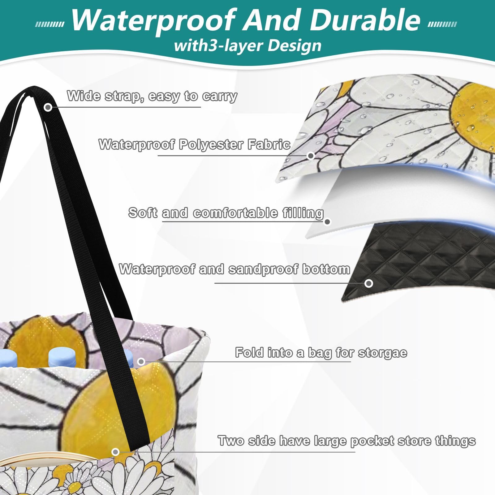 Carino Del Fumetto Fiore Margherite Impermeabile Parco Coperta XXL Al chiuso Spiaggia Picnic per Outdoorsy Persone Regali di Primavera de Playa