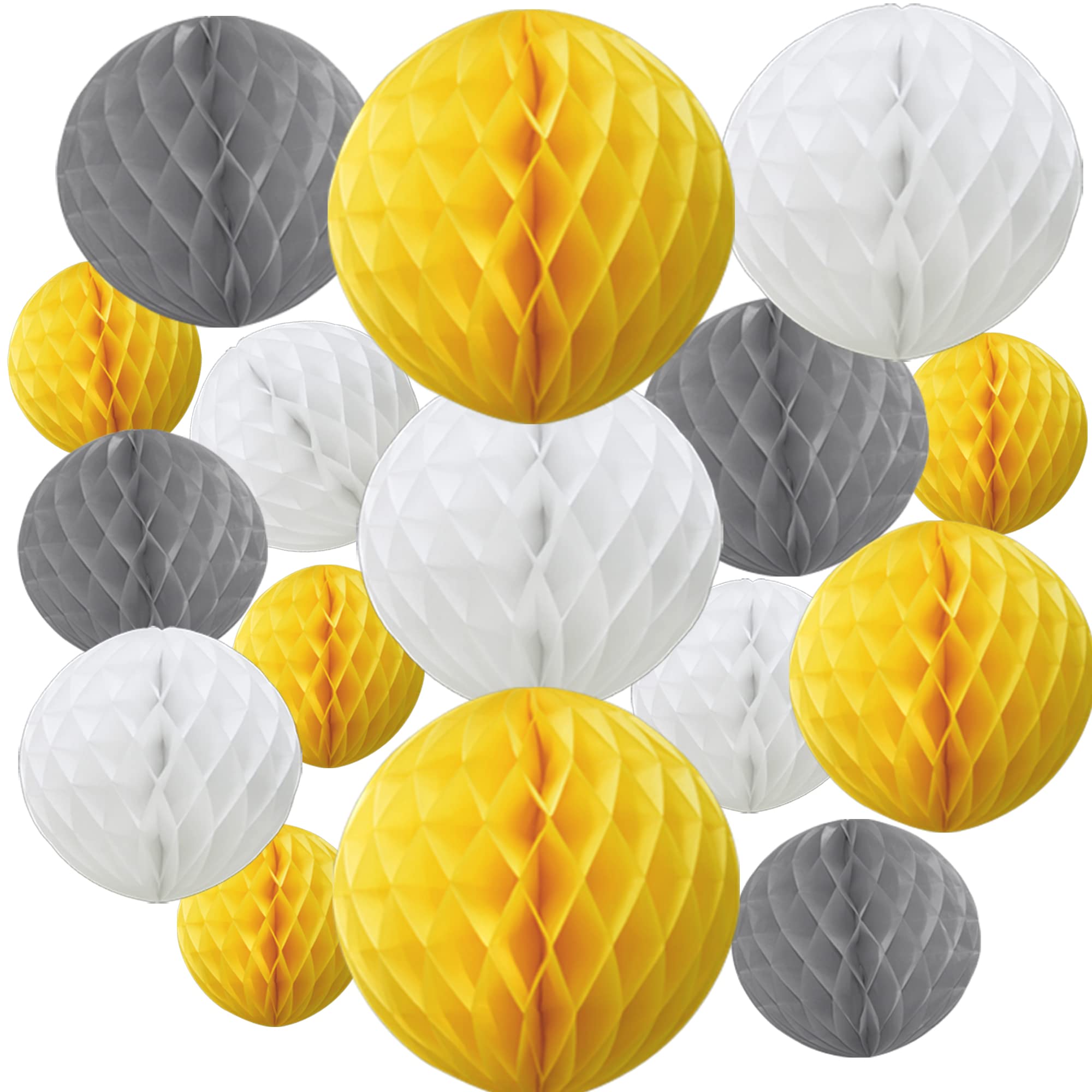Time to Sparkle 16 Pack Mixed Honeycomb Balls Table Centrepiece Garland Tissue Paper Wedding Party Decoration Yellow
