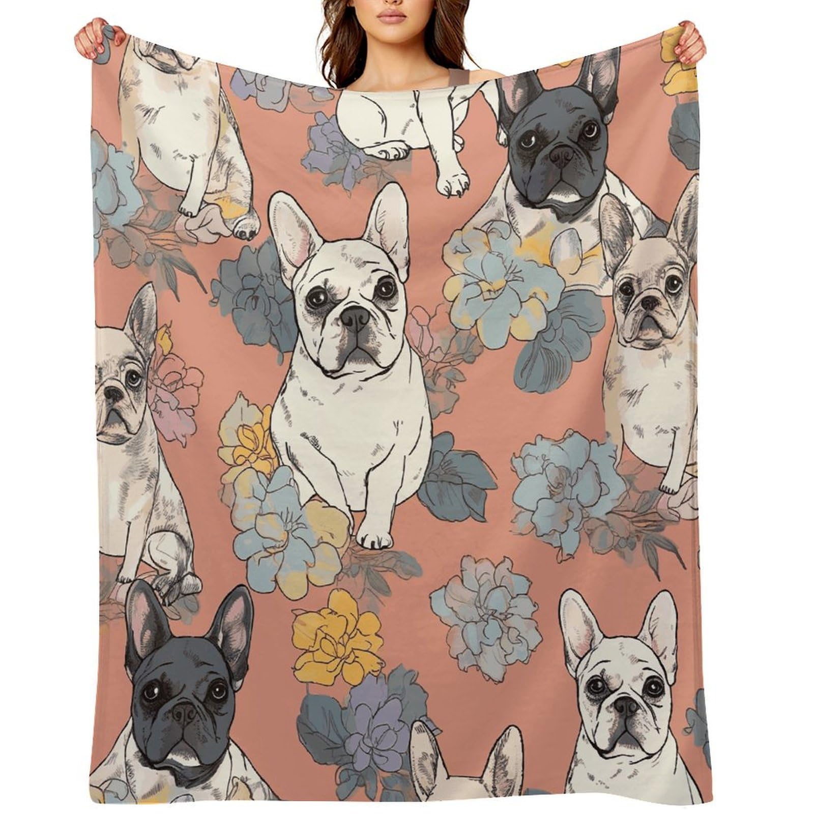 Fekiloot Style French Bulldog Print Throw Blankets Camping Blanket30 X40