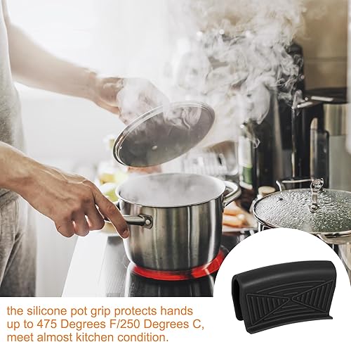 Miniatura 5 de uxcell 2 piezas de asistencia de silicona para mango de sartén caliente, fundas para mango de sartén caliente, funda resistente al calor, cubierta
