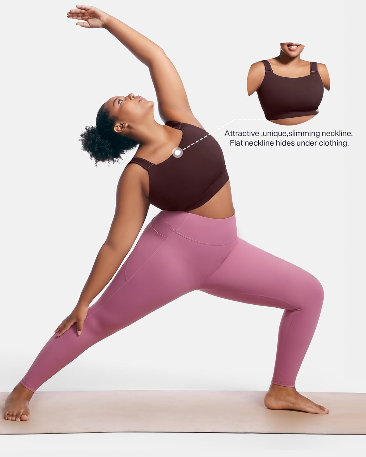 Women's Sports Bra Wirefree Adjustable Medium-High Support Everyday Wear for Large Bust Plus Size with Removable Pads - Image 4