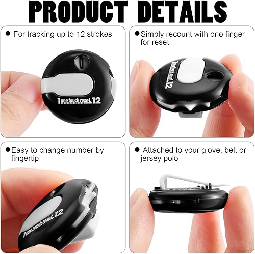 Miniatura 3 de Weewooday - Contador de puntuación de golf de 2 piezas, contador de golpe, contador de golf con reinicio de un solo toque para marcador de juegos de