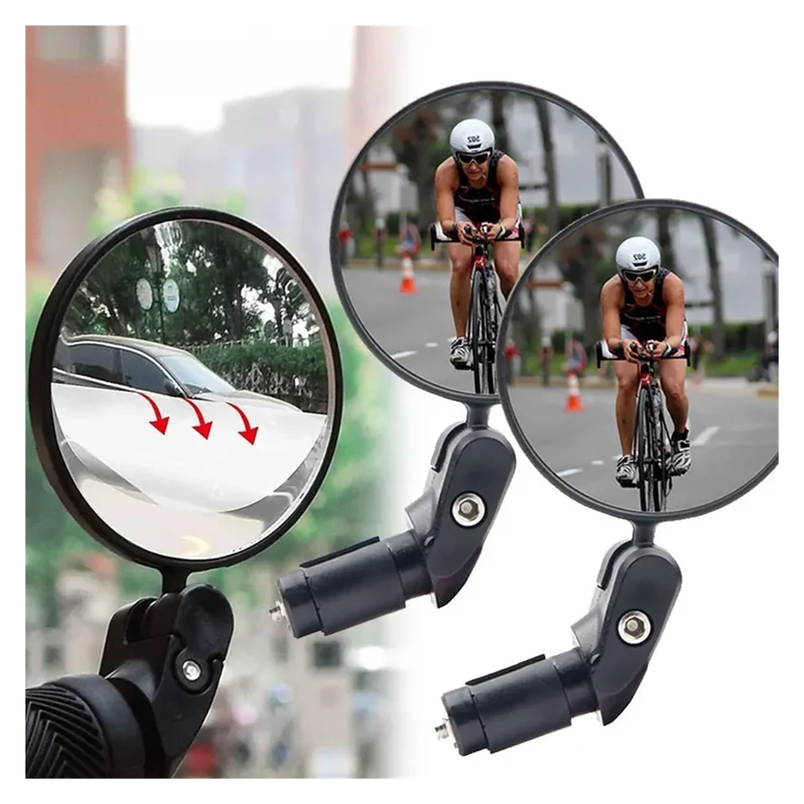 Uniwersalne lusterko wsteczne do roweru, regulowane, obrotowe, szeroki kąt, do rowerów górskich, wyścigowych, motocyklowych, 1/2 szt