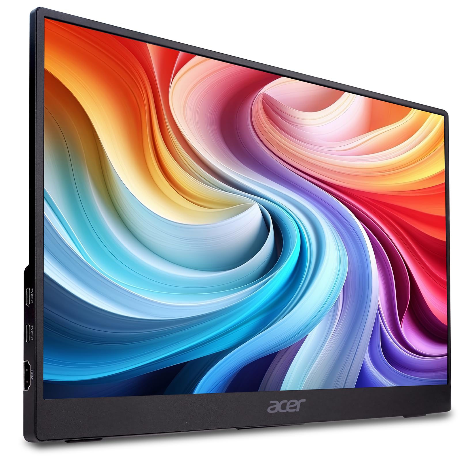 acer PM161QB1bmiuux Monitor AdaptiveSync da 15.6", Display IPS Full HD, 60 Hz, 4 ms (GTG), 16:9, USB Type-C, HDMI 1.4, Schermo PC con Contrasto 100M:1, Lum 250 cd/m2, Cavi HDMI e Type-C Inclusi, Nero