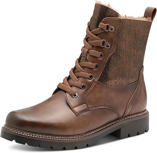 Tamaris Dames Lace Boot Flat 1-25229-45 enkellaarzen voor dames, Taupe, 39 EU