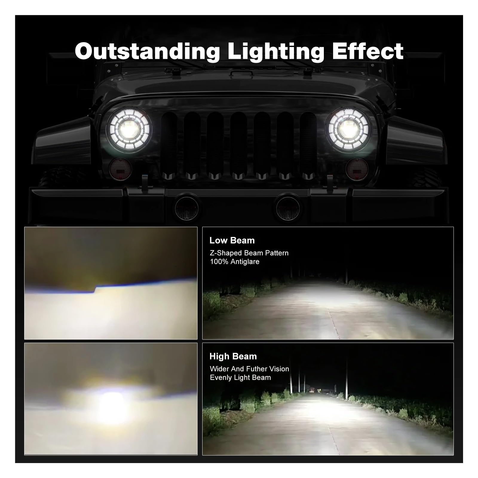 Faro principale Per Jeep Per Wrangler JK, Fuoristrada, Faro Anteriore Rotondo A LED Da 7 Pollici, H4 DRL, 12 V 24, Con Occhi D'angelo Halo FANALE ANTERIORE(Silver bracket)
