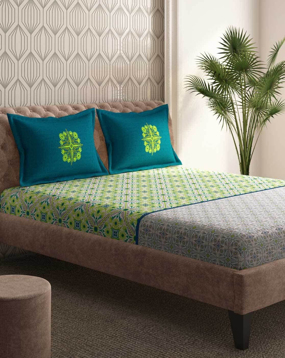 Portico New York Cotton Printed Magnum Super Soft King Size Bedsheet