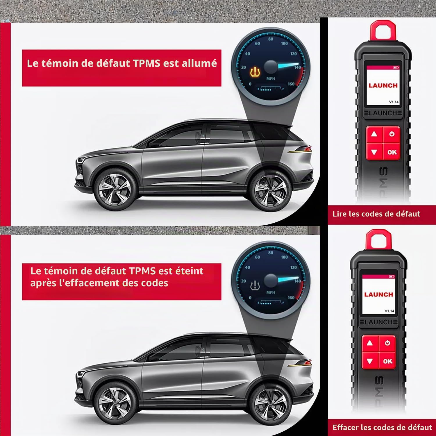 LAUNCH X-431 i-TPMS Outil de Réapprentissage TPMS Détecteur de Pression des Pneus, Activation/Réapprentissage/Programmation des Capteurs, Fonctionne w/ X431 Scanners/i-TPMS APP(peut être utilisé seul)