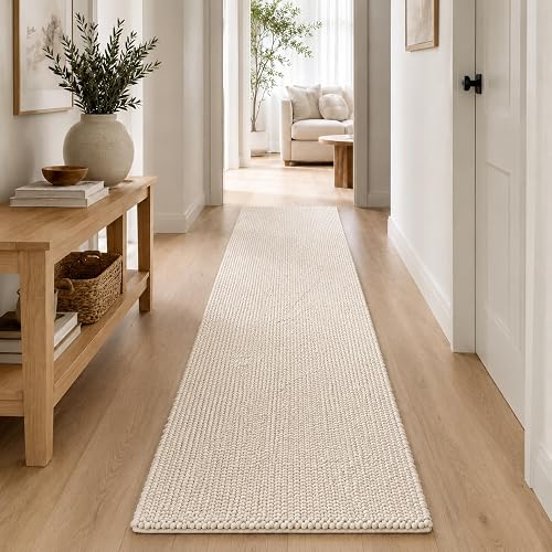 Wool Cotton Knit Popcorn Runner Rug- Ivory (2.5' x 8')