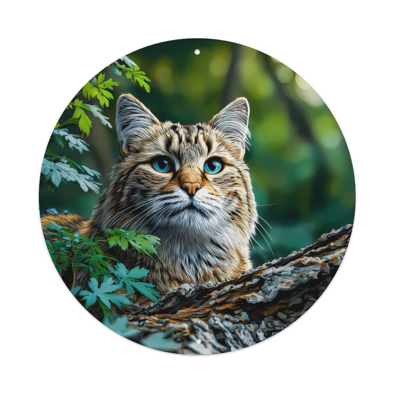 Animal European Wildcat Forest Sunlight Nature Vintage Metal Tin Sign Plaque Wall Decor for Cafe, Club Bar, Office, Garden Metal Poster 8x8Inch