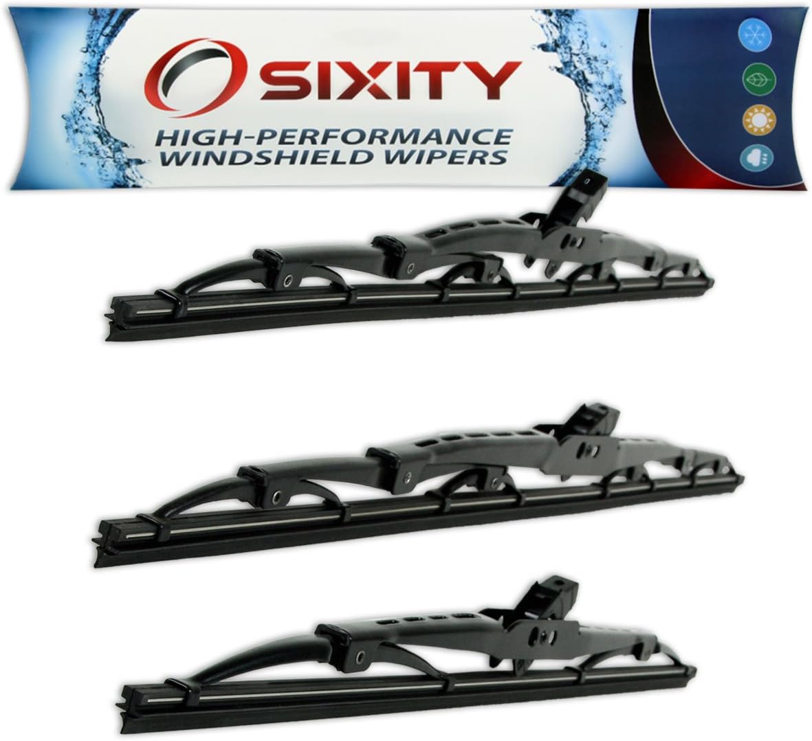 Sixity Auto S1 Front Rear Windshield Wiper Blades compatible with Chrysler PT Cruiser