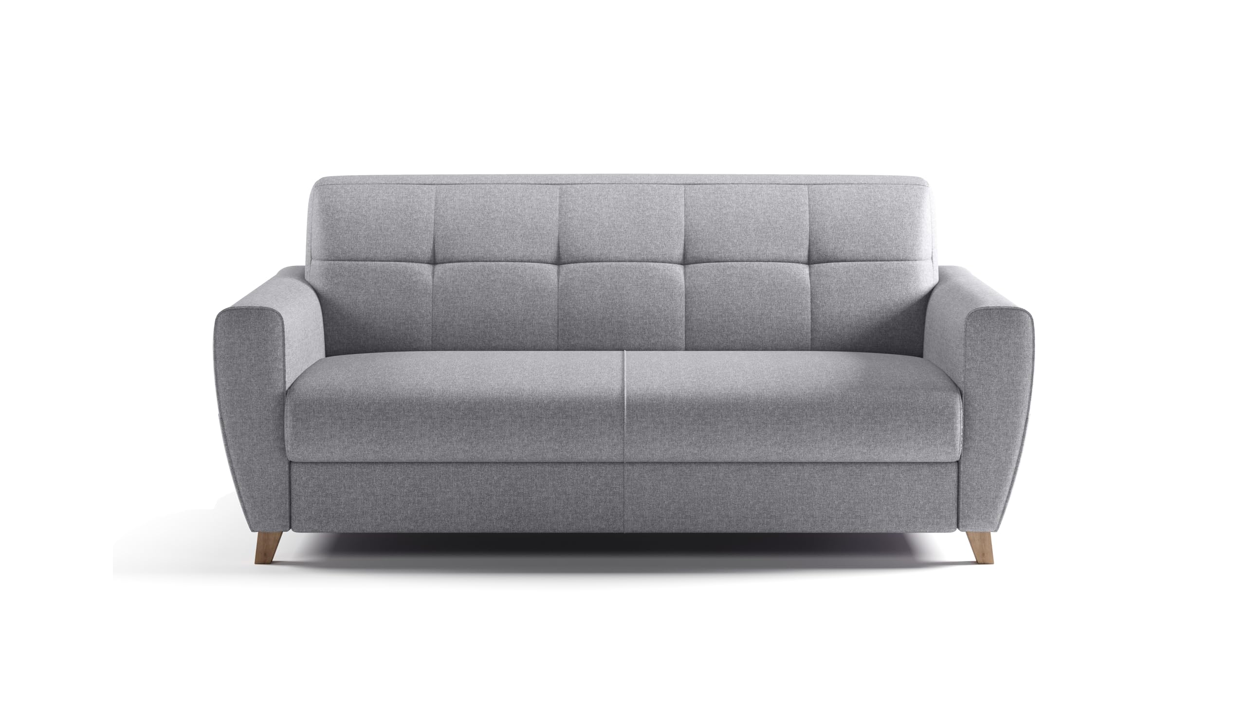 Divano Letto SOLE 3 Posti Struttura in Metallo e Legno Imbottitura in Gomma di Poliuretano Rivestimento in Tessuto Rete Elettrosaldata ad Apertura Rapida Colore: Light grey