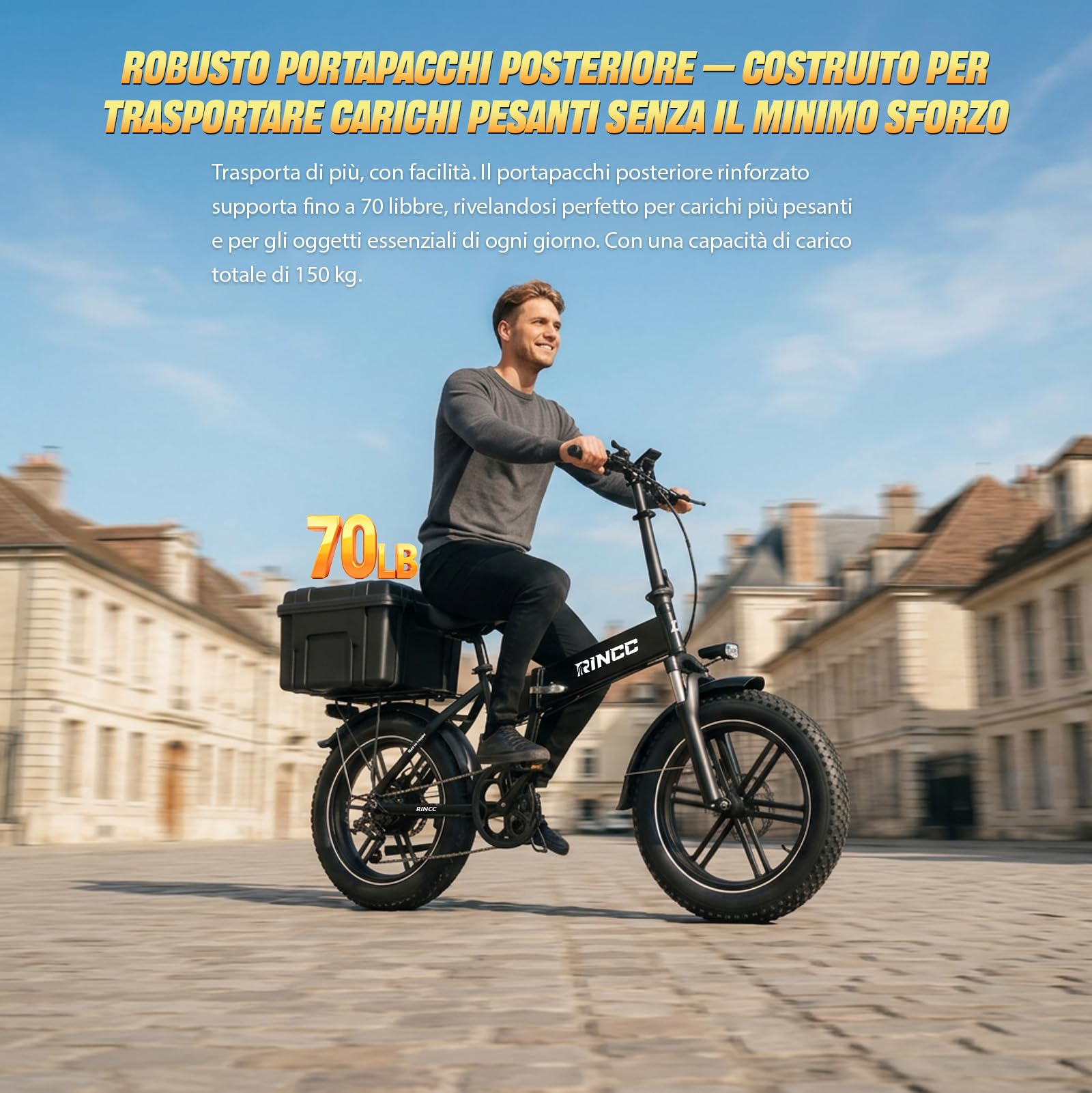RINCC Bici Elettrica Pieghevole, Ebike da 720Wh 15Ah Batteria | Motore Brushless | Autonomia di 80-100 Km | 20"×4.0" Fat Tire | 7 Velocità | Ruota monoblocco in lega di magnesio R200 (Bianco)