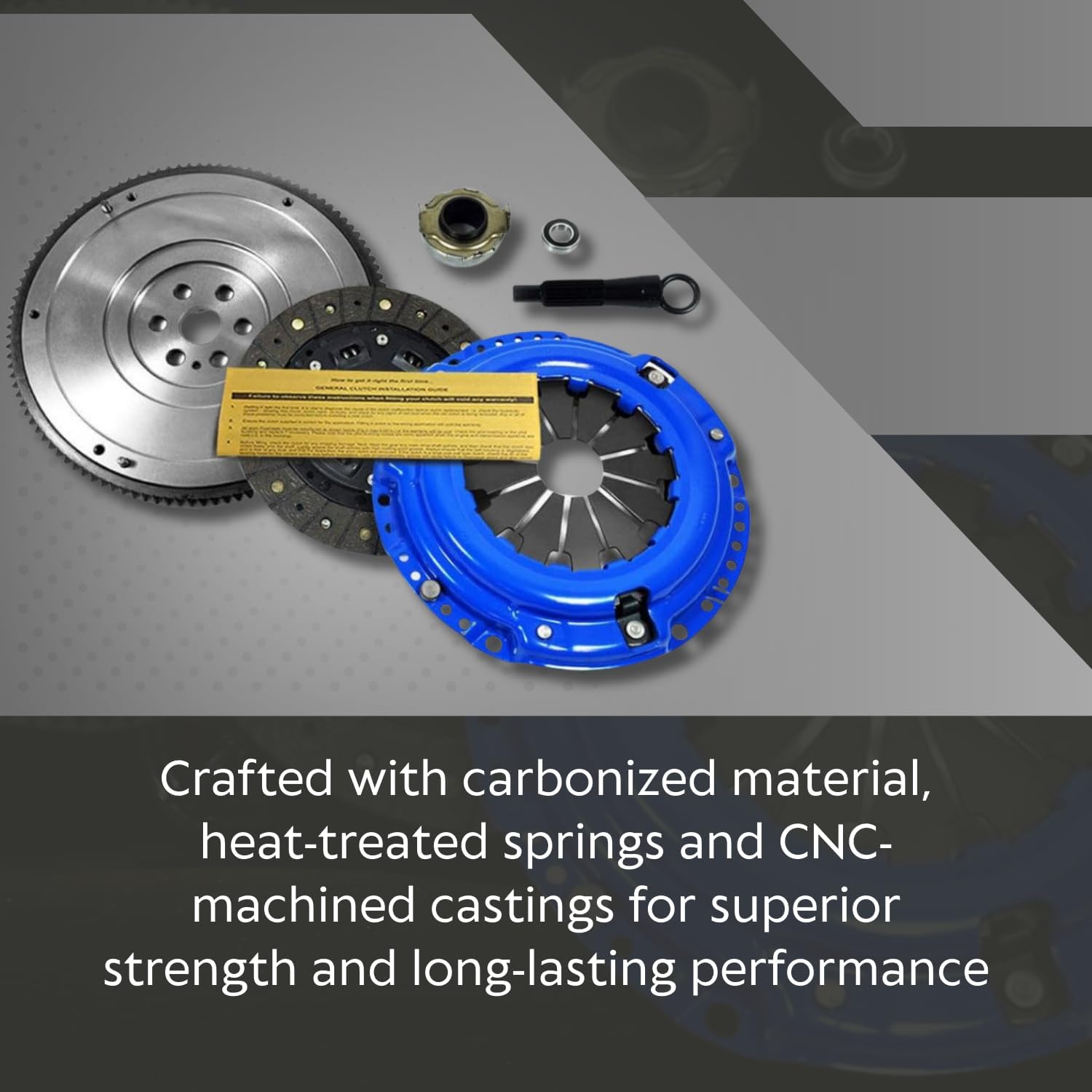 EFT Stage 2 Sport Clutch Kit with Nodular Cast Flywheel For 1992-05 Honda Civic DX LX EX Del Sol D15 D16 D17 - Carbon Sprung Disc with Heavy-Duty Pressure Plate - Comes with 12 Month Brand Warranty