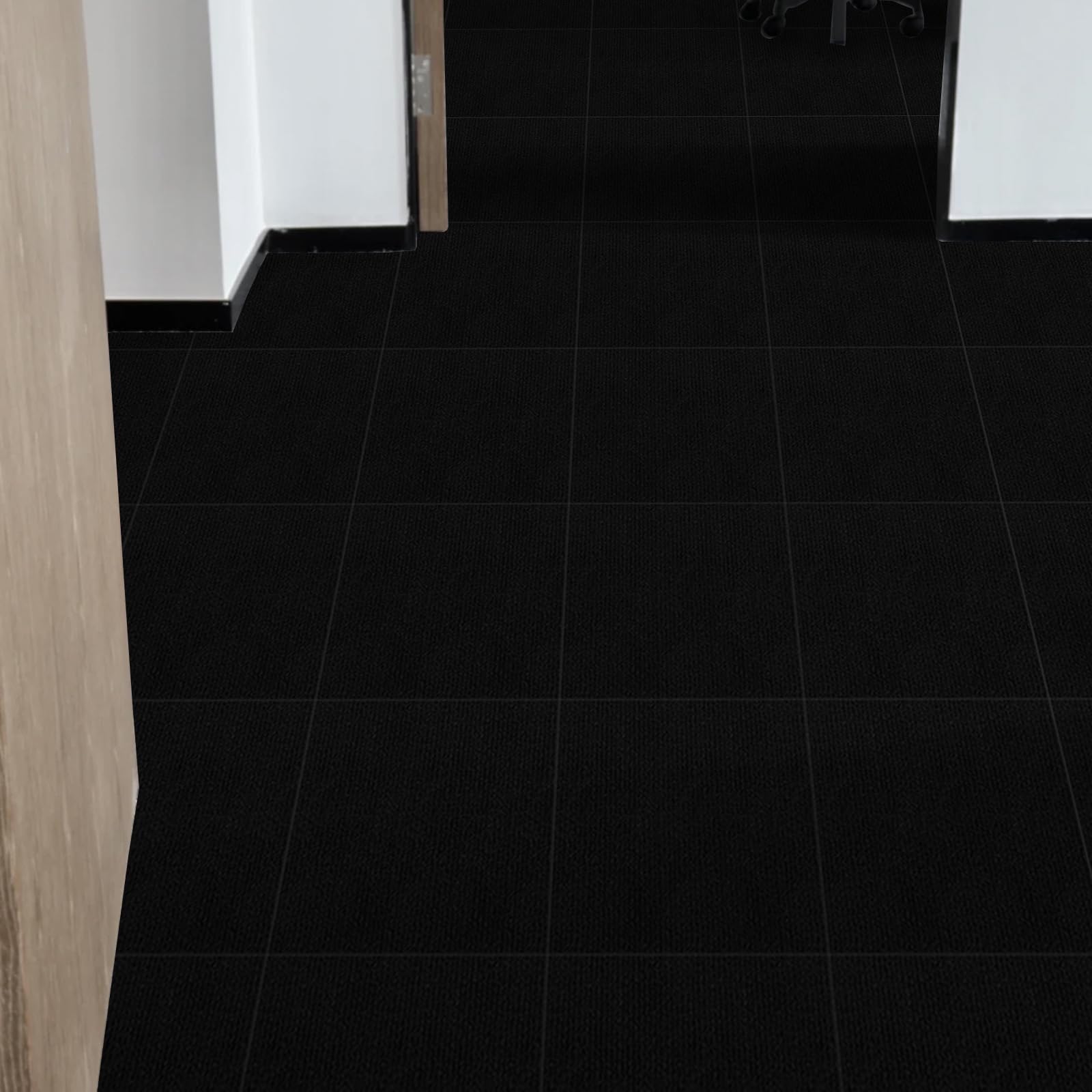 Dalles de moquette autocollantes, carreaux de moquette pour sol, tapis antidérapants pour salon, bureau, chambre, noir, à décoller et à coller, 30 x 30 cm, 20 pièces
