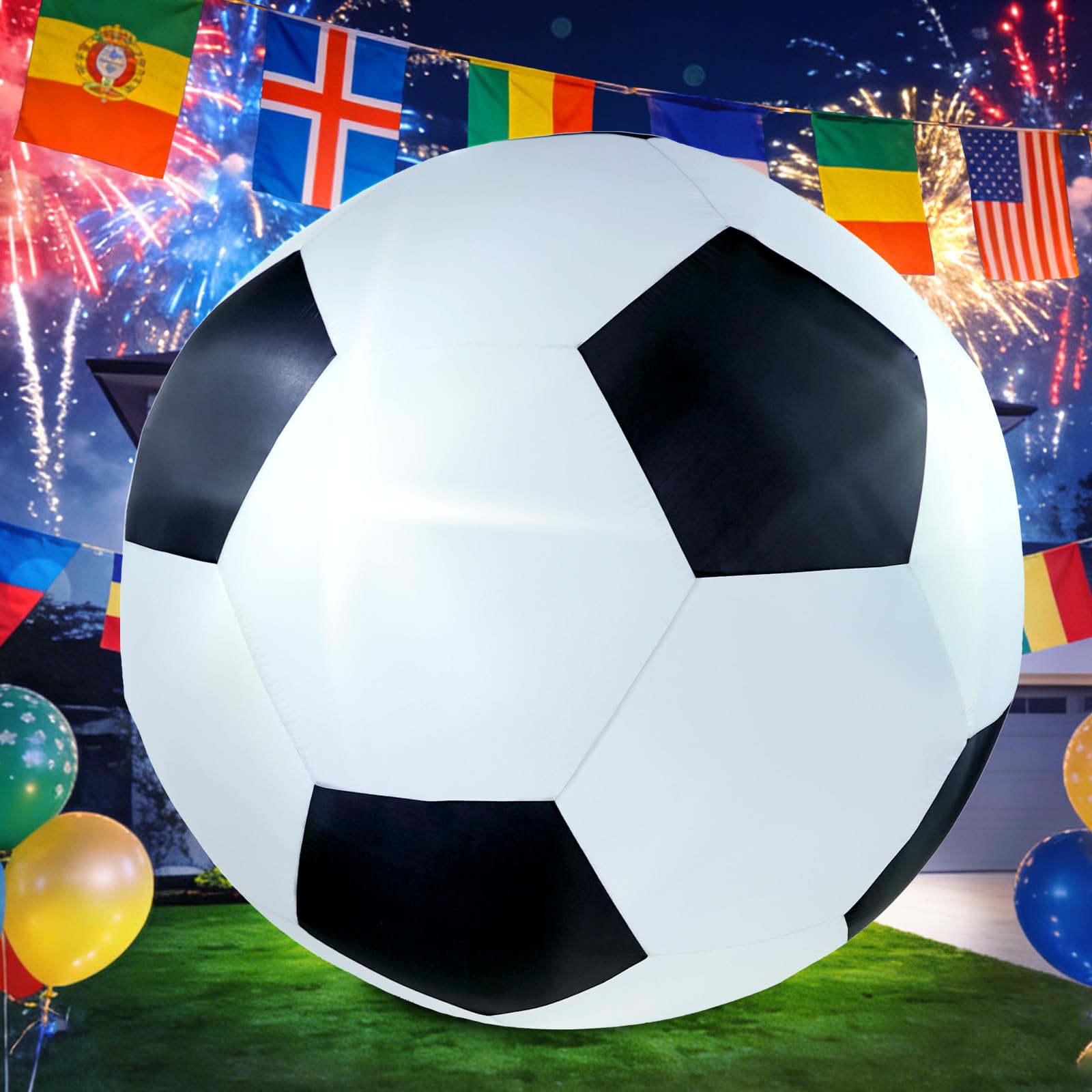 Décorations extérieures gonflables de la Coupe du monde 2026, 1,8 m - Ballon de football géant gonflable - Décoration sur le thème du sport pour compétitions en plein air
