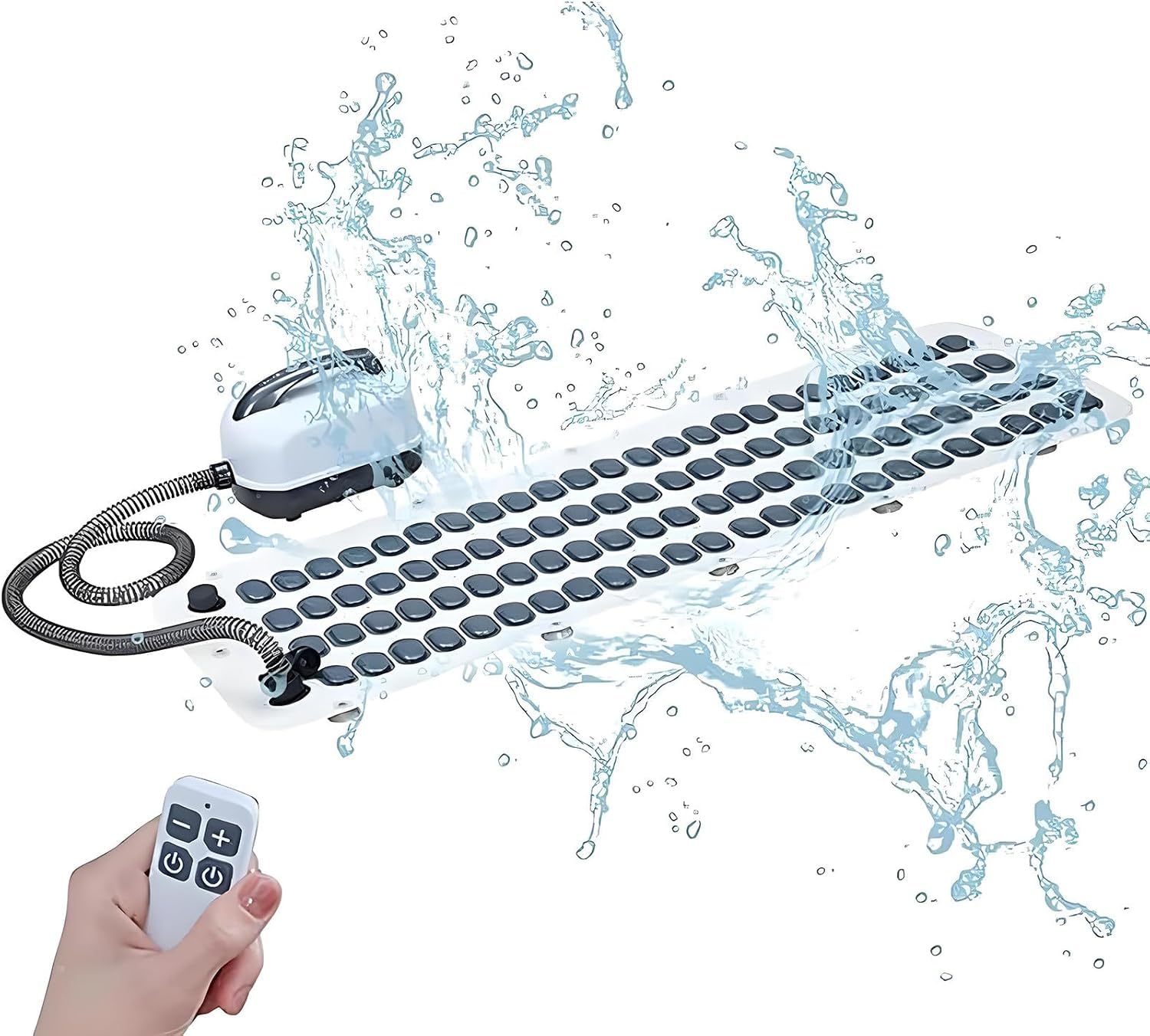 Máquina de baño de burbujas corporales, máquina de hidroterapia de masaje de cuerpo completo de 124 cm, alfombrilla de masaje de spa de baño, ajuste de 6 engranajes, potente bomba de aire, con parte