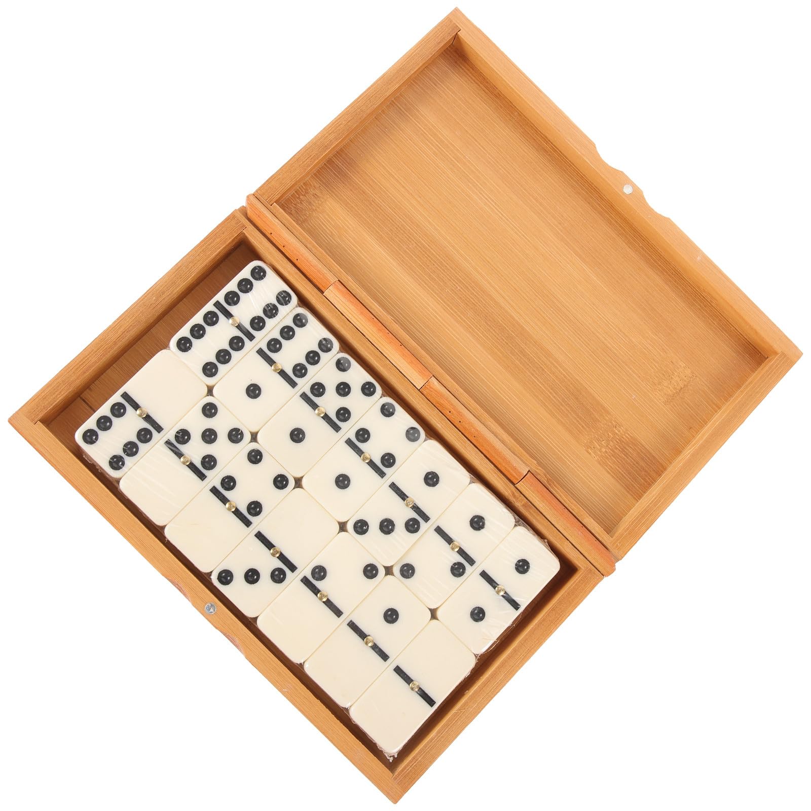GARVALON Jeu de Dominos Familial en Bois Boîte Coulissante en Bambou, 28 Pièces Classiques Occidentales, Éducatif Interactif pour Soirée Entre Amis et Jeu de Construction – Présent Vintage