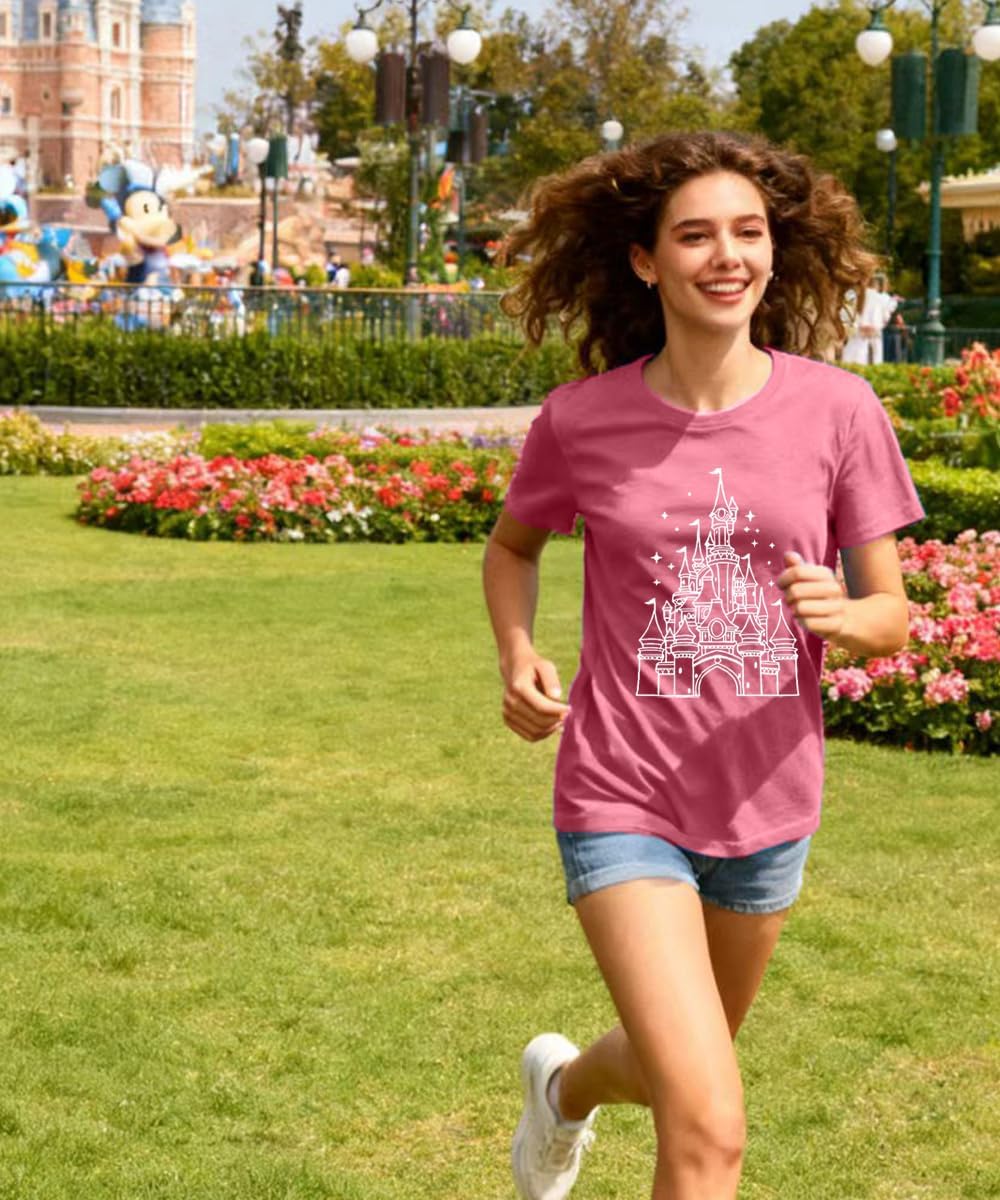 Magic Castle Shirt for Women Cute Kingdom Graphic Tshirt Casual Holiday Vacation Short Sleeve Tee Tops - Image 6