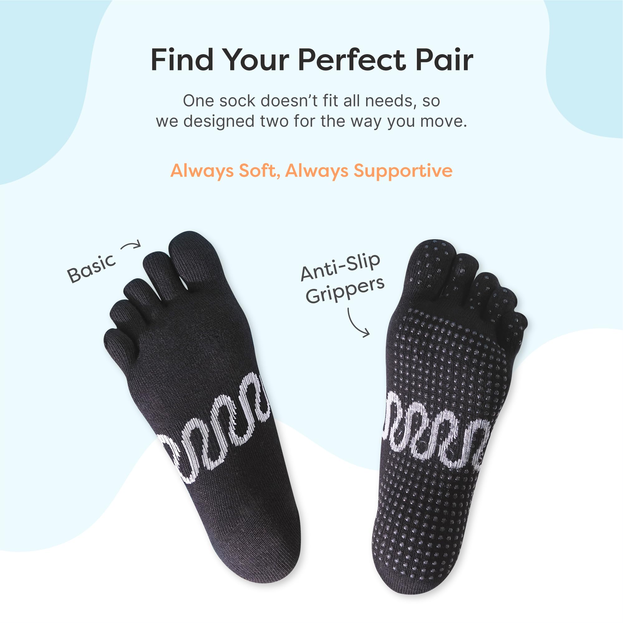 ZenToes Calcetines de pilates con agarres para mujer, antideslizantes, de algodón, con pinzas, para reducir el roce y la prevención de ampollas (L, negro)