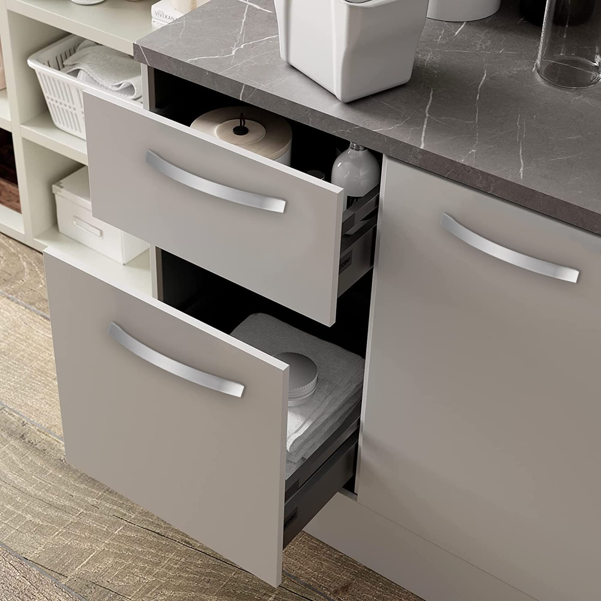 SYZOW 10 Pack 96mm Brushed Satin Nickel Kitchen Handles Cupboard Handles Kitchen Cupboard Handles Cabinet Handles Cupboard Door Handles - Image 4