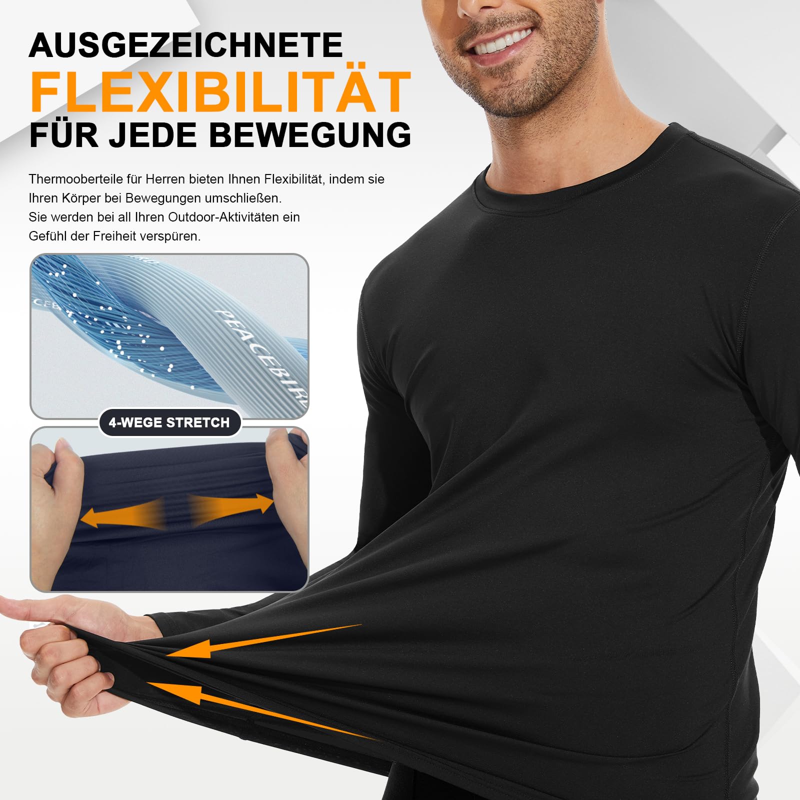 SIMIYA Sous-vêtements thermiques pour homme - Haut à manches longues - Intérieur en polaire - Sous-vêtements thermiques à manches longues - Sous-vêtements fonctionnels chauds - Col rond - Doux -