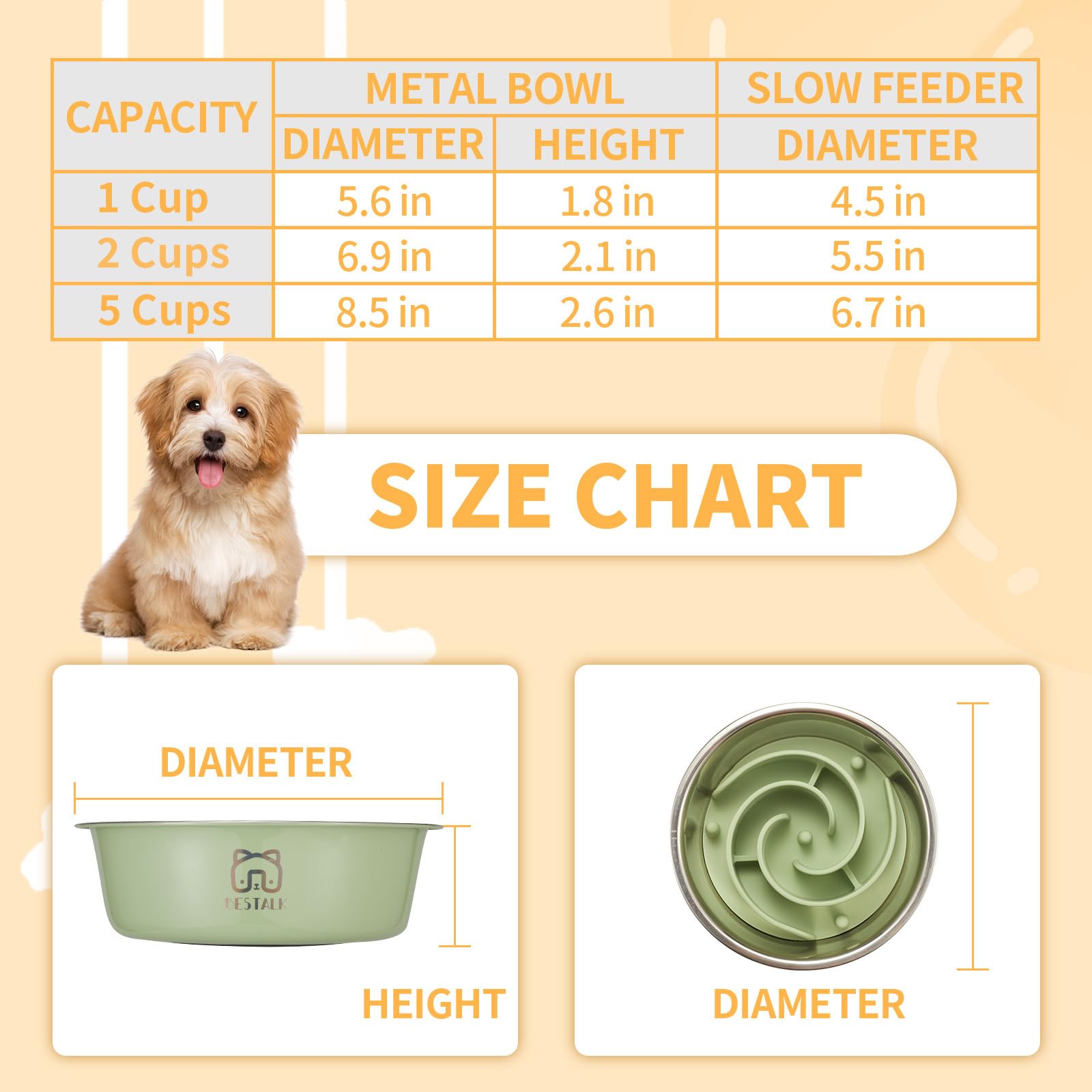 Cuenco de metal 2 en 1 de alimentación lenta para perros, cuencos de acero inoxidable con inserto de alimentación lenta de silicona, cuenco de agua de grado alimenticio 304 con base