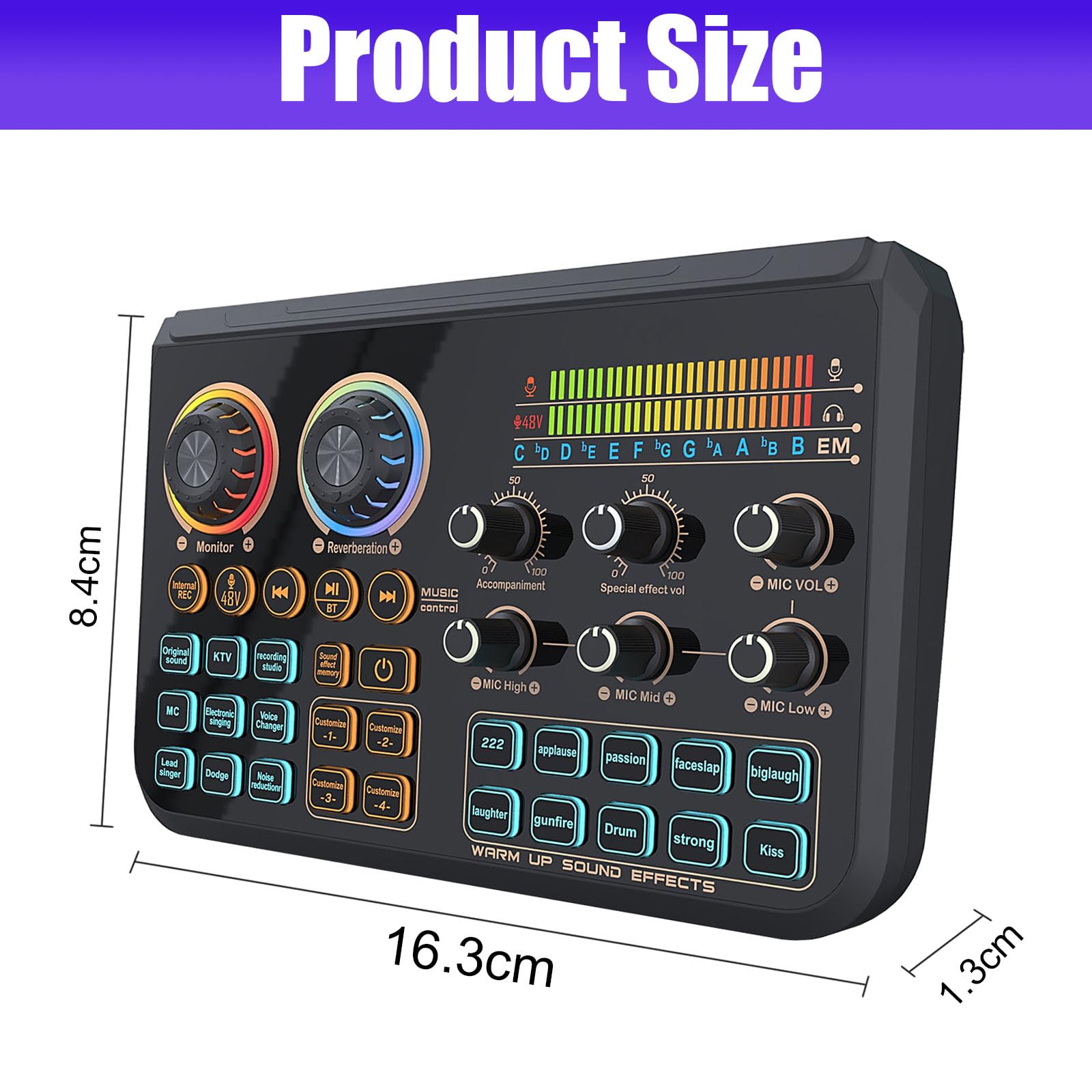 Mixer Audio con Scheda Audio Live, Mixer DJ con Cambia Voce Interfacce Audio Multiple Effetti Sonori Fai da te e Mixer per Musica di Sottofondo TikTok Karaoke Gaming e Streaming Live