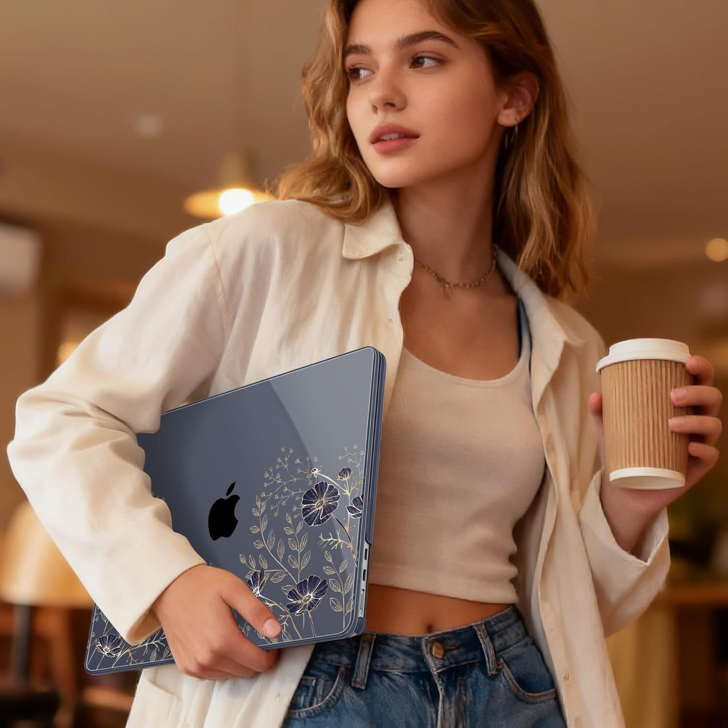 May Chen for M4 MacBook Air 13.6 Inch Case 2025 2024 2023 2022 Release Models: A3240 A3113 M3 A2681 M2, Plastic Hard Shell Case for MacBook Air 13.6" with Retina Display Fits Touch ID, Floral Art - Image 6