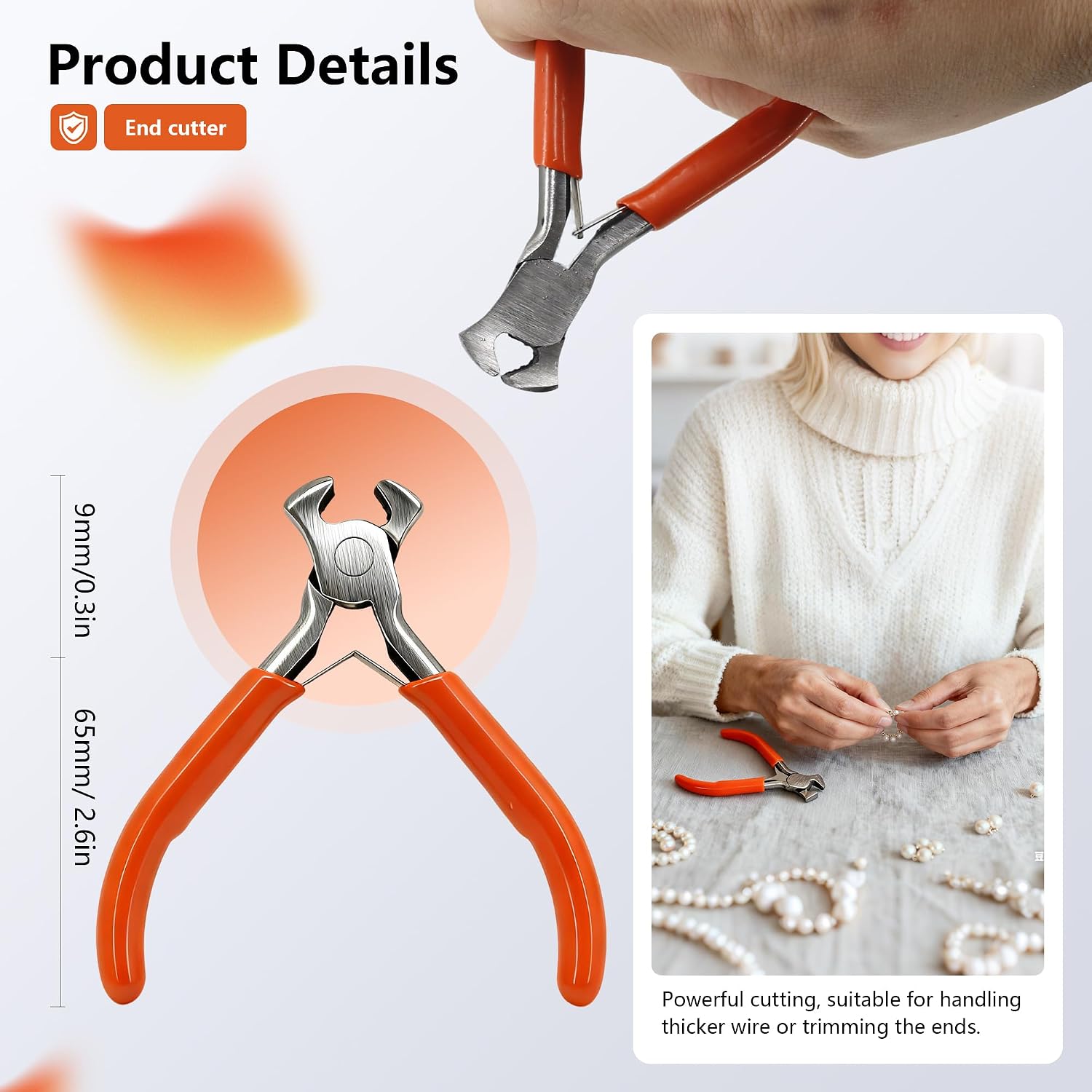 6Pcs Jewelry Making Tools Kit Beading tool pliers set with Needle Round Nose, Wire Cutters, Round Nose Pliers, End Nippers, Bent Nose Plier for Jewelry Repair Wire Wrapping Crafts