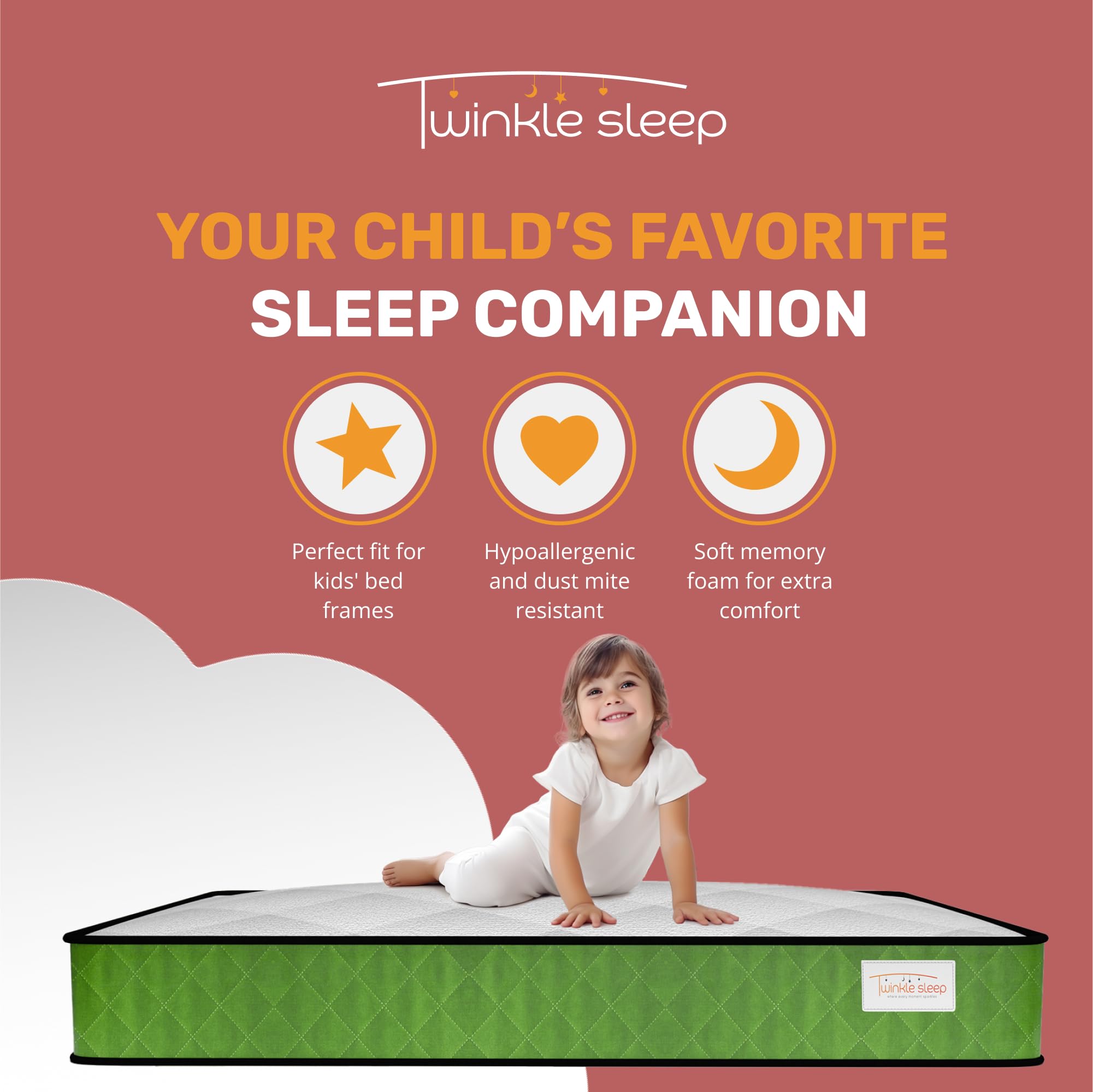 Twinkle Sleep Kinder-Matratze, 20 Cm Dick, Memory-Schaum & Federsystem – Orthopädisch, Hypoallergen, Für Einzelbett