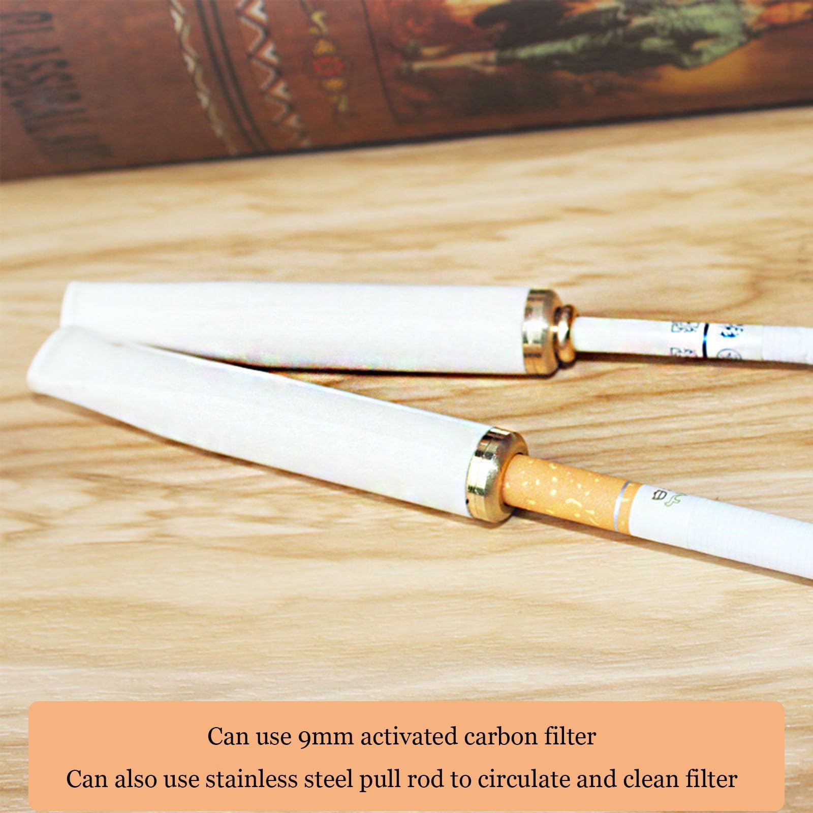 Bocchino per uomo, bocchino da 9 mm con filtro a carbone attivo, filtro per sigarette riutilizzabile adatto per sigarette spesse di due dimensioni e sigarette sottili da 5 mm