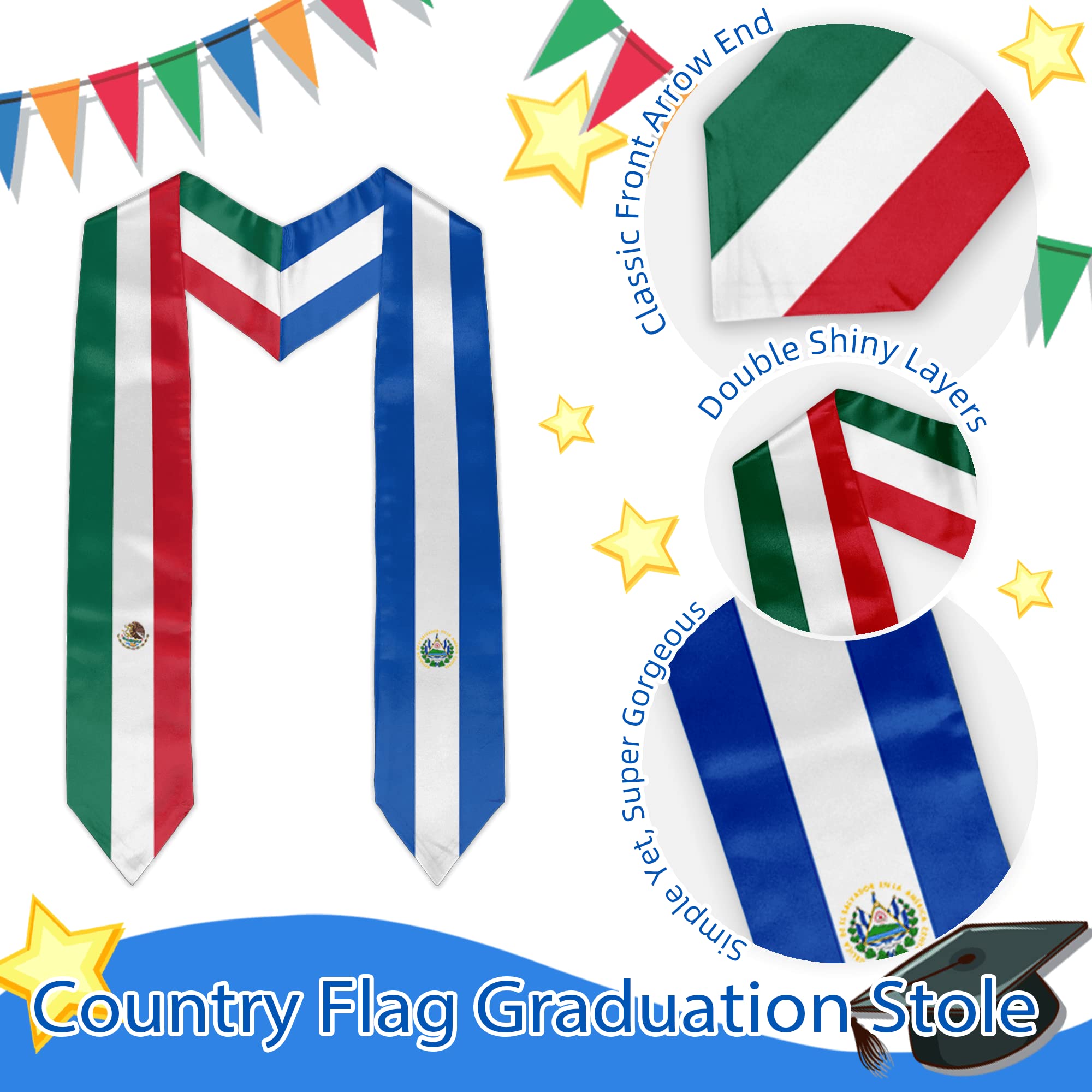 Vcmaluco Dominican Republic Flag Graduation Stole Graduation Sash Scarf Graduation Gift for International Student