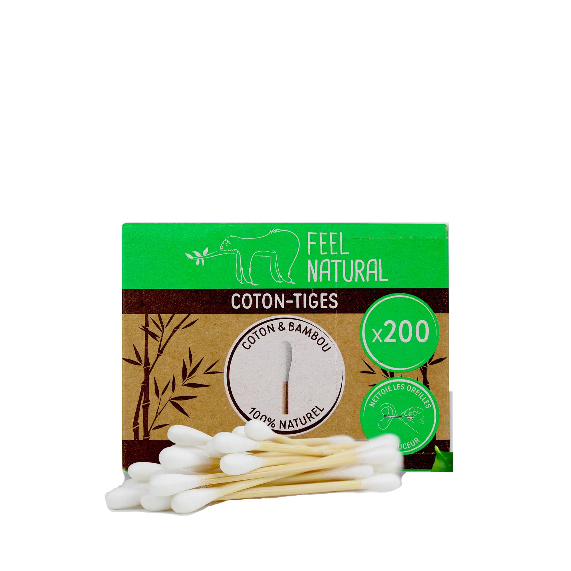 Coton-Tiges Bambou 200 Unités - Tige Solide Et Naturelle - Hygiène Oreille Et Démaquillage Écolo
