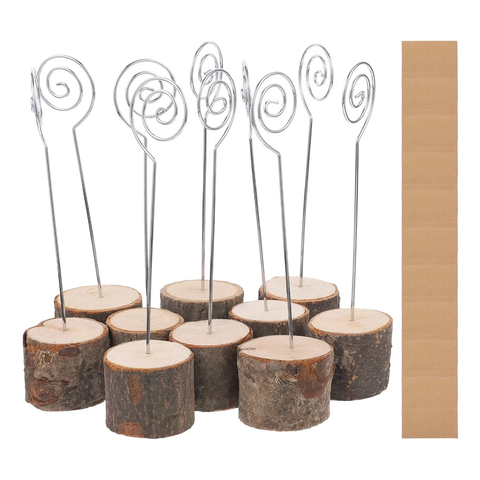 ZGCrumphant Wooden Card Holder 10 Sets Rustic Wooden Stump Place Card Holder Table Number Stand for Wedding Party Prom Banquet Photo Memo Food Sign Centerpiece