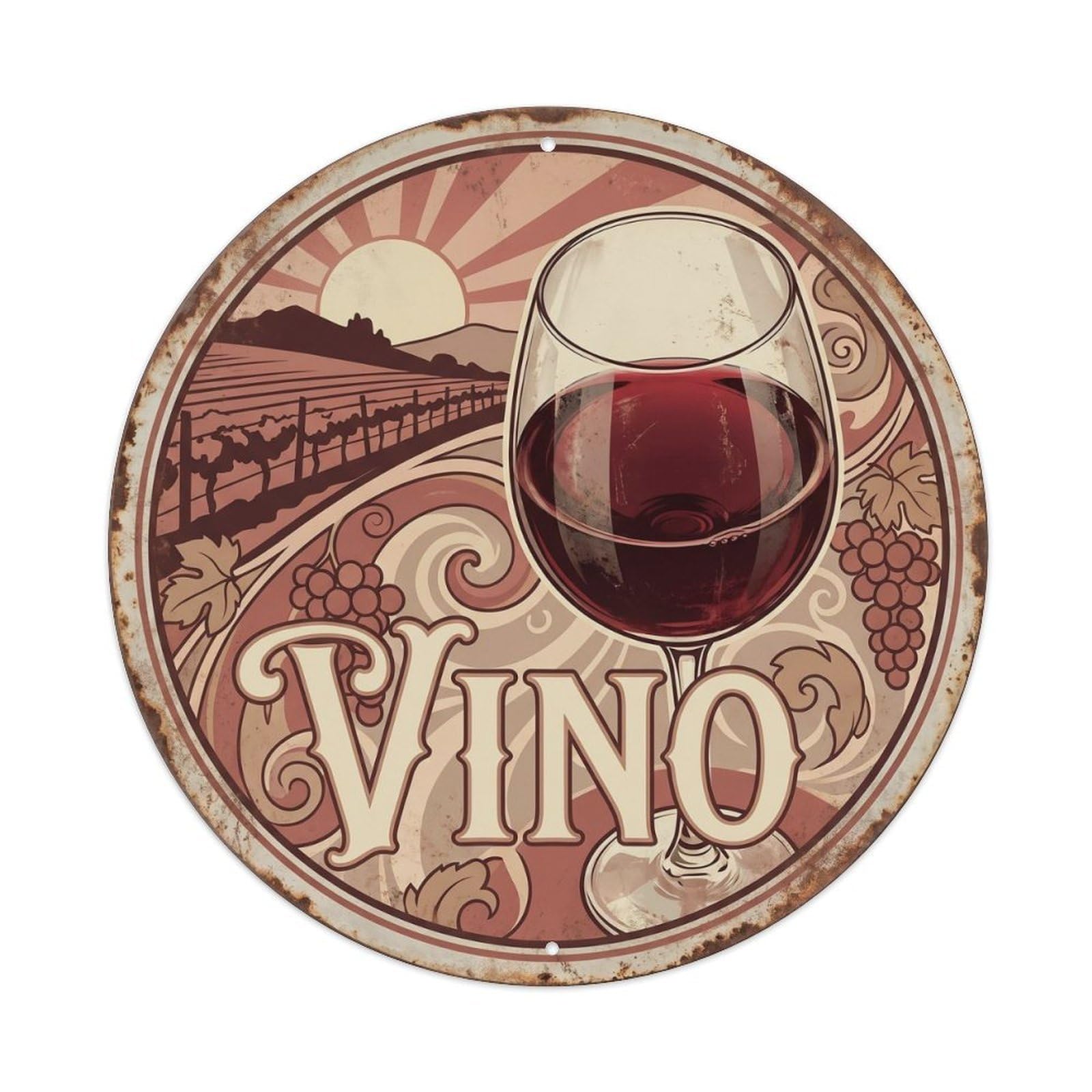 Wine Grape Harvest Vineyard Culture Vintage Travel Metal Tin Sign